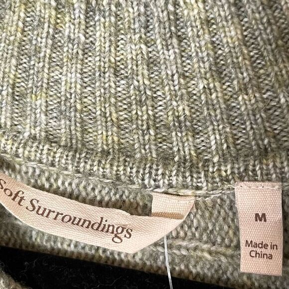 NWT Soft Surroundings ”Alena” Long Line Cable-knit Sage Green Sweater Size Mediu - Picture 9 of 10